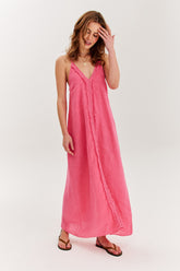 Coral Retreat linen dress
